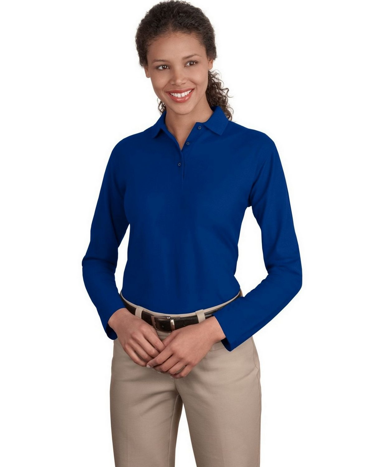 Port Authority L500LS Women's Silk Touch Polo - Royal - XS #silk