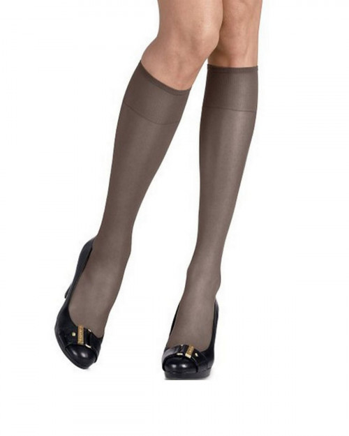 Hanes 725 Women's Silk Reflections Silky Sheer Knee Highs 2-Pack - Barely Black - One Size #silk