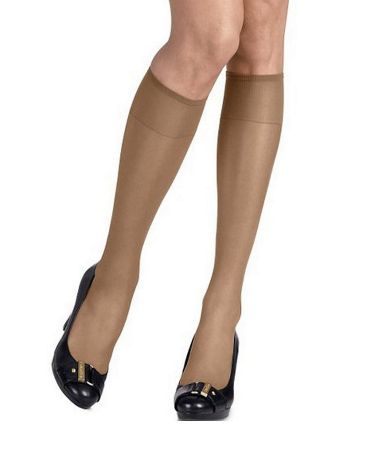 Hanes 725 Women's Silk Reflections Silky Sheer Knee Highs 2-Pack - Barely There - One Size #silk
