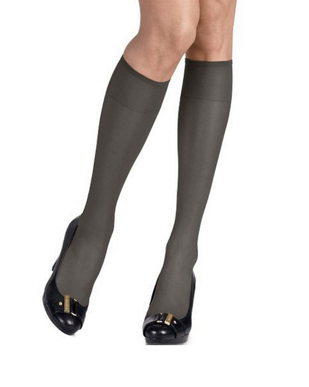 Hanes 725 Women's Silk Reflections Silky Sheer Knee Highs 2-Pack - Jet - One Size #silk
