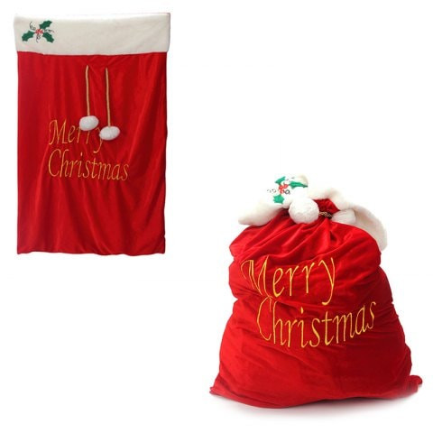 3 - T3447 Red Silk Embroidered Christmas Velvet Bag #silk