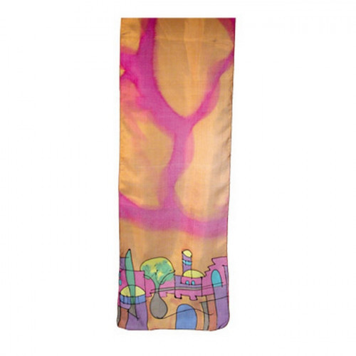 Beautiful woman's 100% pure silk scarves with biblical themes direct from the Holy Land. This scarf with hand painted 'Old City Jerusalem' design is a creation of world renowned Israeli artist Yair Emanuel. If I forget you, O Jerusalem, Let my right hand #silk