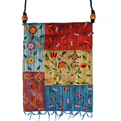 Beautifully designed women's silk patchwork bag by renowned Israeli artist Yair Emanuel featuring colorful patterns. Size: 9.5 x 7.5 inches / 23 x 18 cm.Color: Multicolor. This Women's bag can be used as a purse, a book bag or for cosmetics. Emanuel, a gr #silk