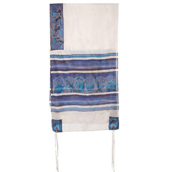 Beautifully designed silk Miriam and Deborah Tallit by renowned Israeli artist Yair Emanuel. Size: 21 x 77 inches / 52 x 192 cm.Color: Turquoise. Emanuel, a graduate of the Bezalel Academy of Art and Design, lives and works in Jerusalem. Born in Kibbutz S #silk