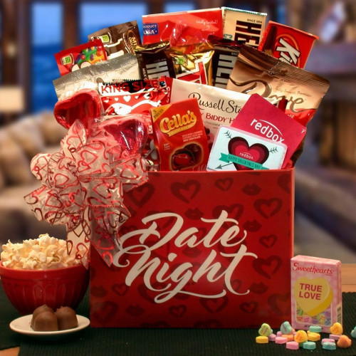 This adorable Valentine's Day basket features a soft Be Mine teddy bear and scrumptious sweets for someone special. Our Valentine Date Night gift box is the perfect gift for those couples that simply like to be home and enjoy each others company and settl #gift