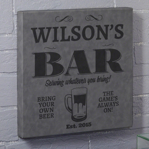 If youâ€™re looking for a fun piece of decor, youâ€™ve found it! This custom bar sign is a funny, personalized canvas print that will look great in any room. Personalized with a name and year, this sign is a unique way to tell guests to bring their own be #bar