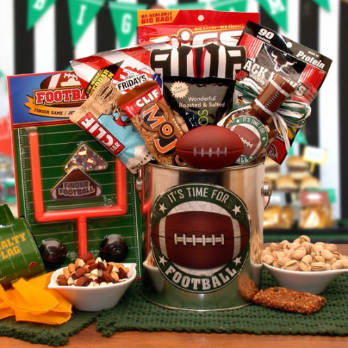 Filled with fanfare to last the entire game and even a game to play during halftime. It's Time for football! Send your favorite football fan a real treat. Every football fan will love the roasted and salted pistachios, the delicious cheddar bacon chips sn #gift