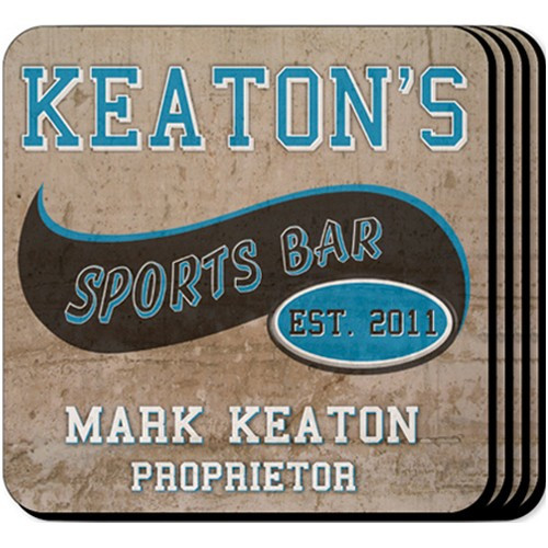 An excellent addition to that sports bar or game room, this coaster set is the perfect personalized gift for your sports fan! This set includes coasters and a caddy for storage to make an affordable gift for any occasion! Design is printed in full color o #bar