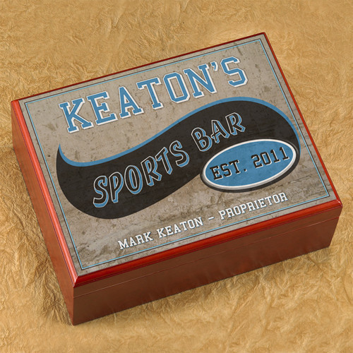 Does the sports fan on your list enjoy a good cigar while watching a game? Then this gift is made just for him! This Sports Bar Humidor keeps his cigars fresh, with the theme to suit his style! No matter the occasion this is a great gift for dad, grandp #bar