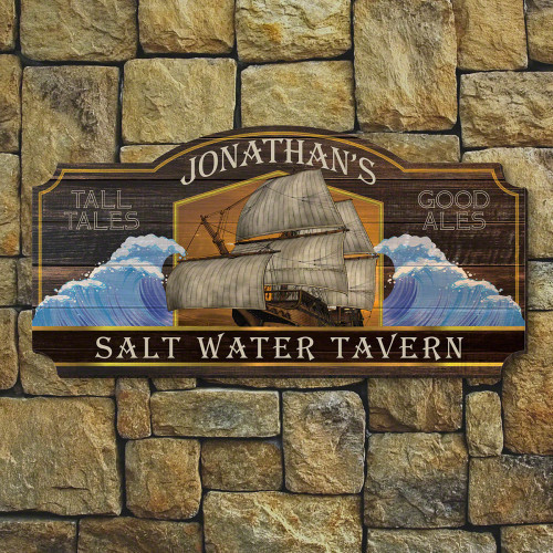 A rough day at sea is better than any day on land. However, when youâ€™re stuck on dry land you now have an excuse to swap your seafaring tales. Our Seven Sea personalized bar sign adds that touch of excitement and adventure to a man-cave, home bar, or ga #bar