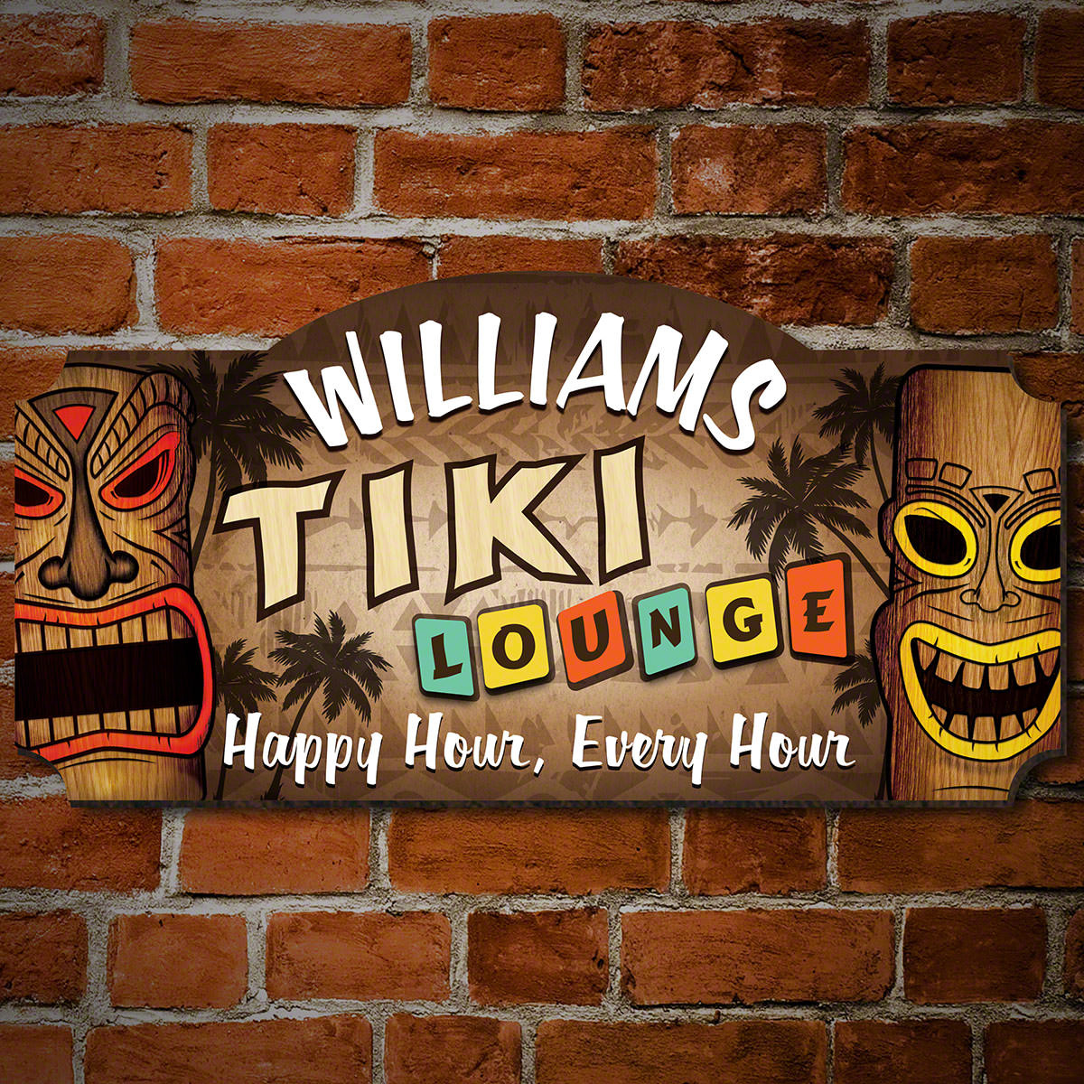 Thereâ€™s nothing like a colorful and personalized tiki bar sign to give your home bar a bright and cultural vibe. This brilliant tiki lounge sign is personalized with two lines of text, so you can make it perfect for your home bar. Whether youâ€™re at ho #bar