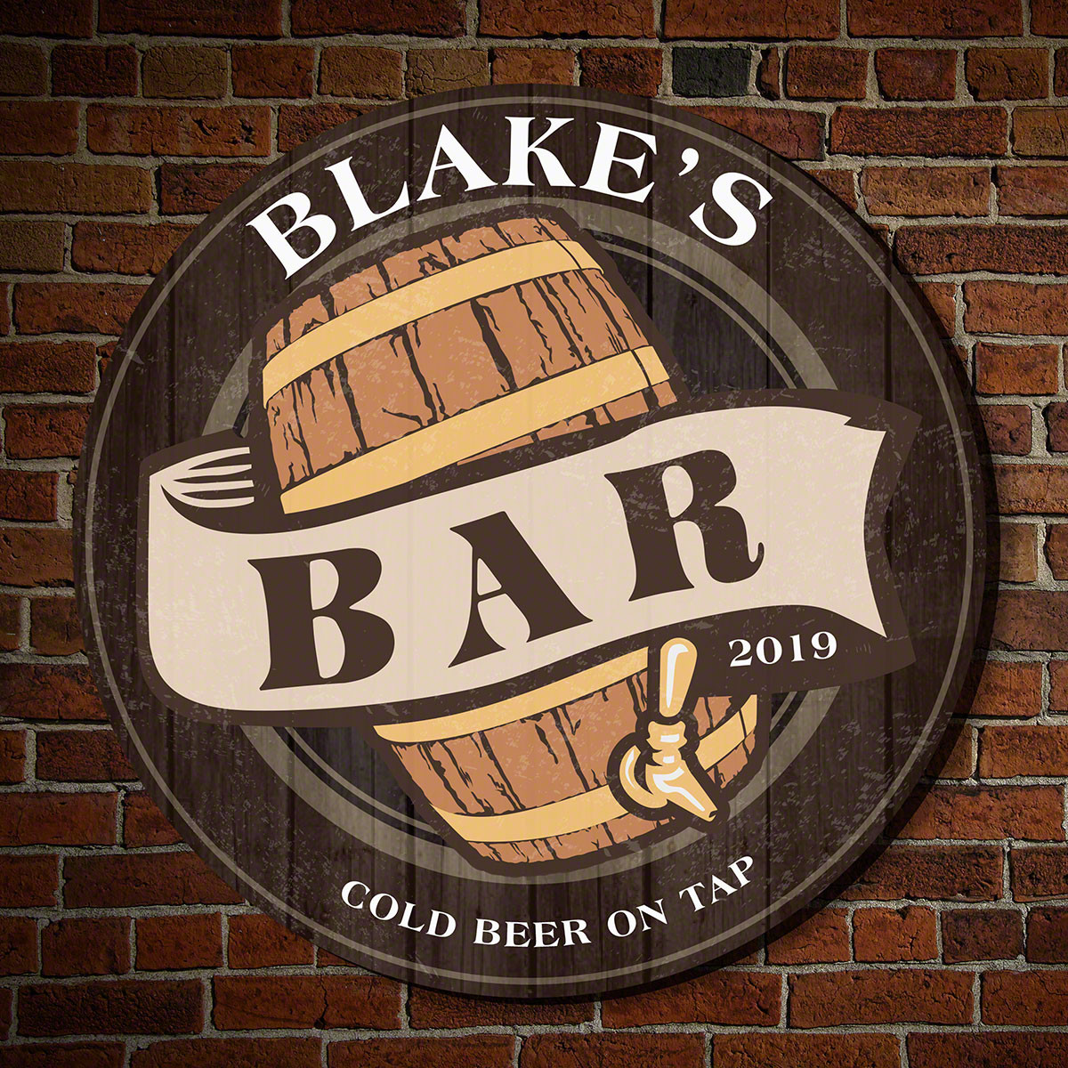 What better way to welcome friends to your home than with this Old Fashioned Beer Barrel custom wooden bar sign. Made to order with a vintage-style barrel & tap, each piece of wall decor comes personalized with two lines of custom text and the year of you #bar