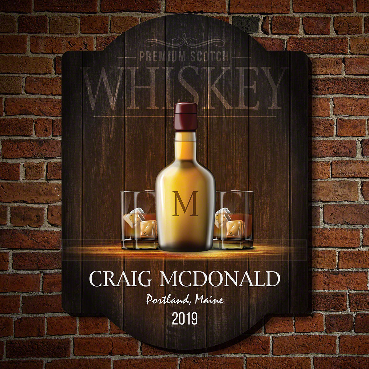 This sharply handsome personalized wood bar sign is the perfect gift for scotch lovers. Each of piece of custom home bar decor features a vintage whiskey sign design, complete with tartan (aka plaid) border. Made to order with the name, initial, phrase, a #bar