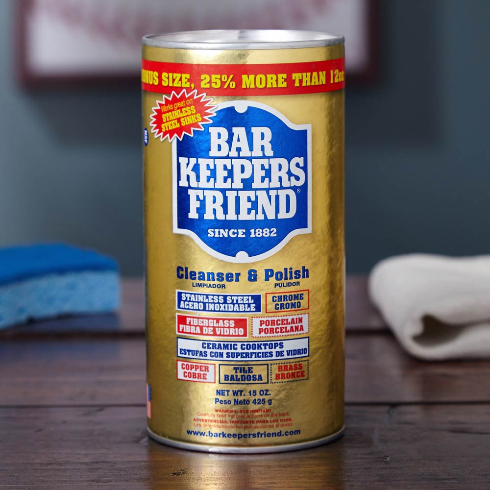 To keep your unsealed, 100% copper drinkware looking shiny and new, there's no better cleaner than Bar Keepers Friend. This multi-purpose product is a premium household powdered cleanser and polish. Made with an advanced non bleach formula, Bar Keepers Fr #bar