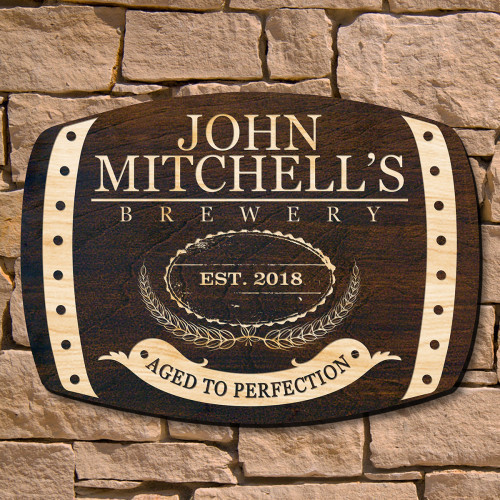 Plato once said, He was a wise man who invented beer. We wholeheartedly agree. Display your admiration for this timeless beverage with our Highland personalized whiskey bar sign. Crafted from 1/2" cut American birch wood and hand stained in a dark walnut #bar