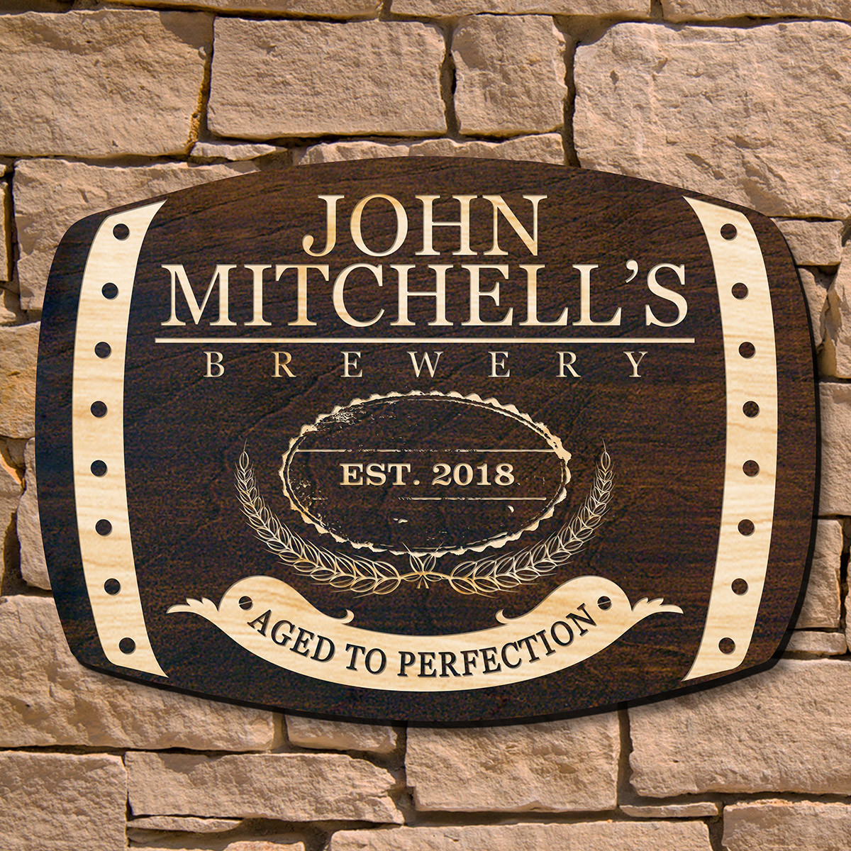 Plato once said, He was a wise man who invented beer. We wholeheartedly agree. Display your admiration for this timeless beverage with our Highland personalized whiskey bar sign. Crafted from 1/2" cut American birch wood and hand stained in a dark walnut #bar