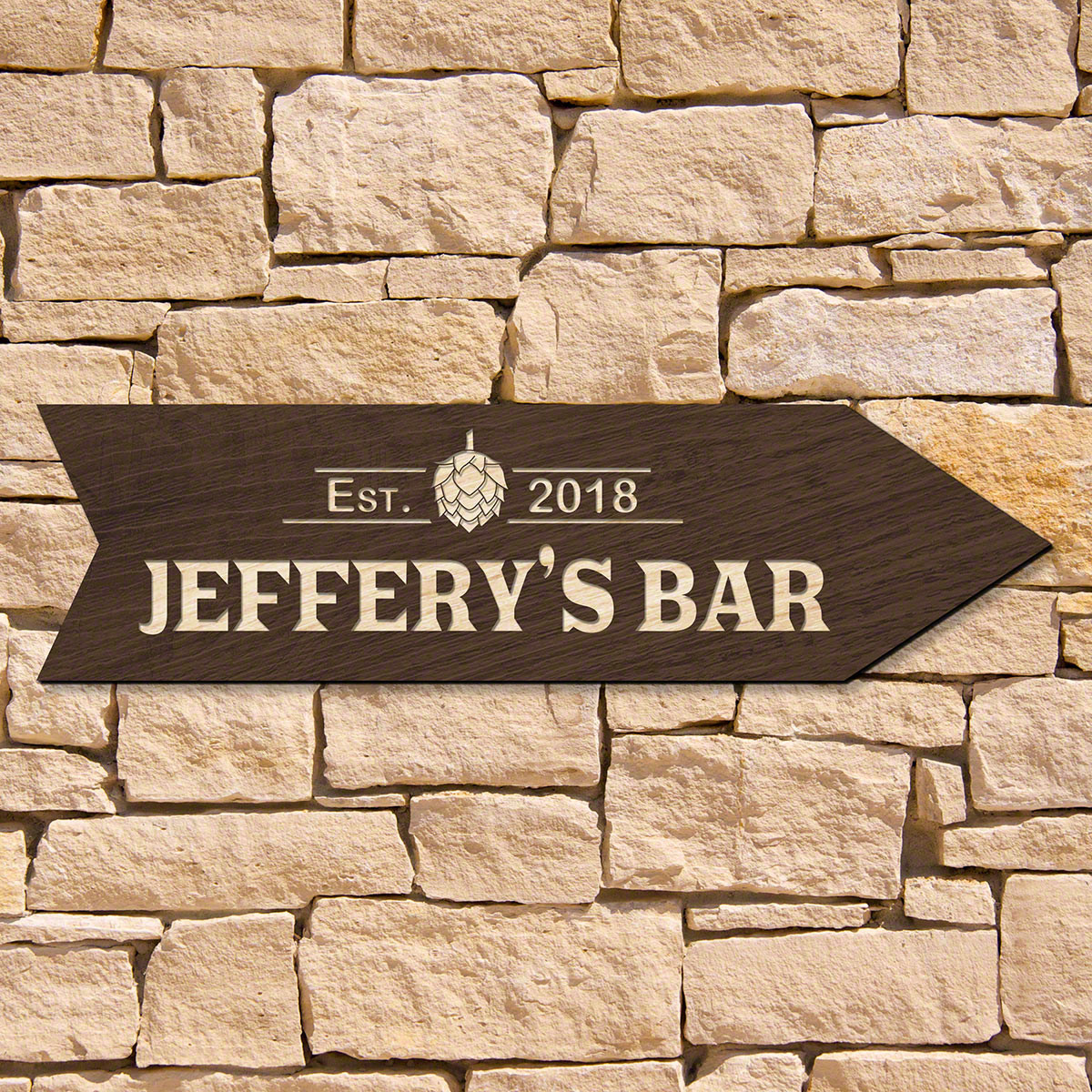 As the popularity of home brewing and home tap systems continues to rise, our Hops This Way personalized bar sign is a great way to welcome your many guests. Made in the USA from beautiful half-inch thick natural birch, each of these wooden signs is hand #bar