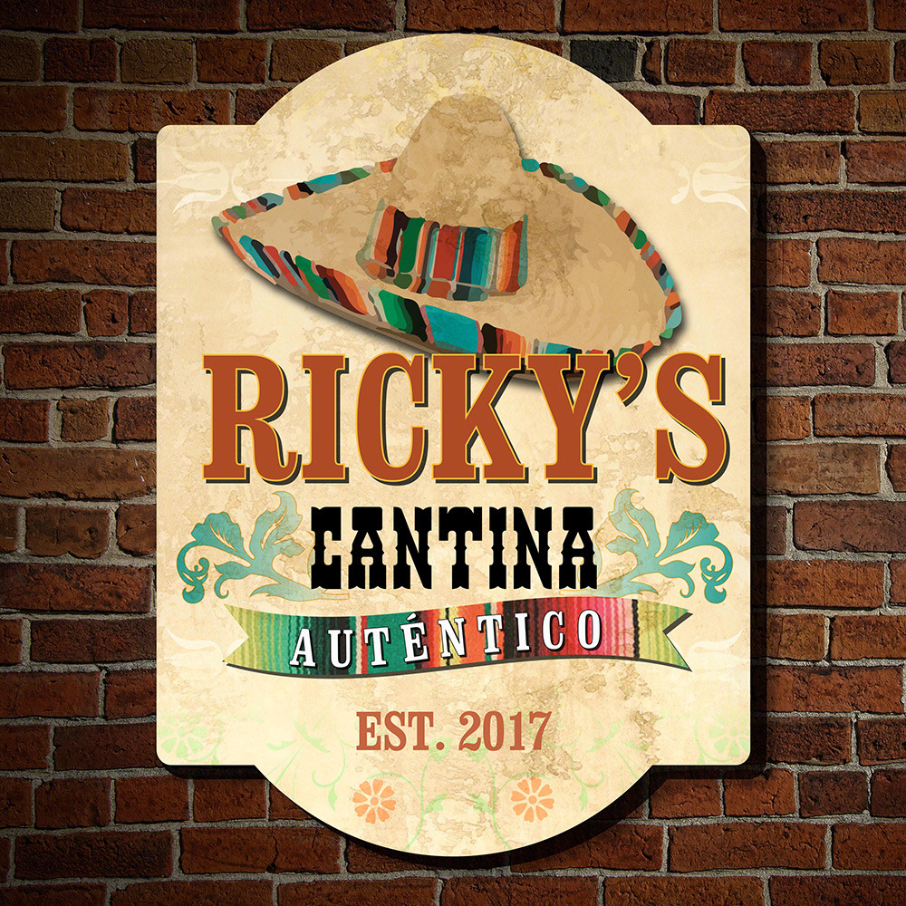 Its hard to deny, there is nowhere nearly as vibrant as a lively Mexican cantina. Add fun color to your home bar with our custom cantina inspired bar sign. Crafted from first-class American birch wood each sign has a distinctive finish and is printed with #bar