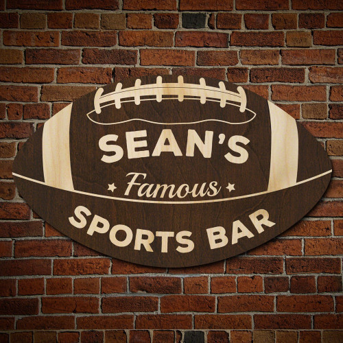 If game day at your house means all your friends coming over to cheer and drink beer, check out this personalized sports bar sign, made just for football fans! Part of our exclusive signature series, these incredible personalized bar signs are a handsome #bar