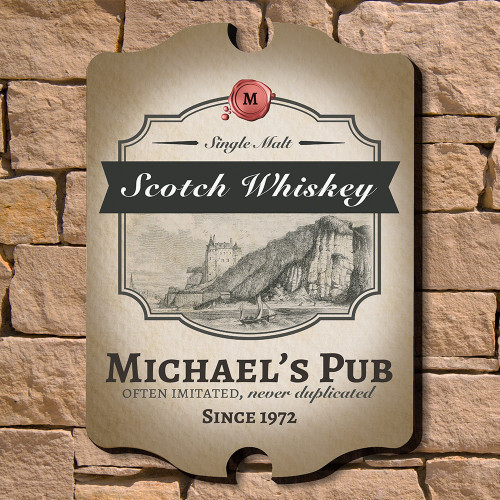 For those who truly know Scotch, single malt is a sign of unrivaled quality and integrity. Bring these two qualities to your home with our exclusive Single Male Scotch personalized bar sign. Made from sturdy birch wood, and featuring the name, single init #bar