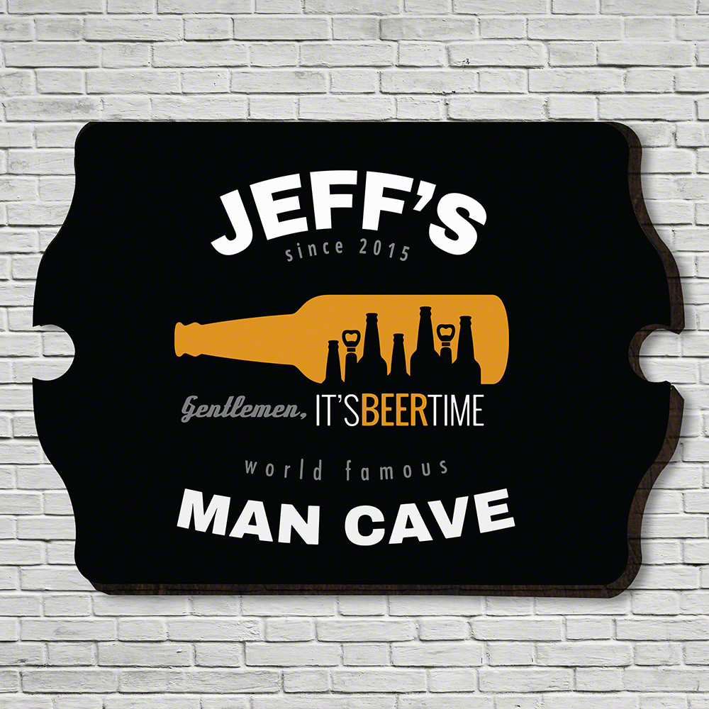 Gentlemen, it's beer time. Showcase your class with this hip Beer Time personalized bar sign. Perfect for hanging in your man cave, your friends will never question when it's appropriate to crack open a brew again. Featuring a silhouette collection of bee #bar