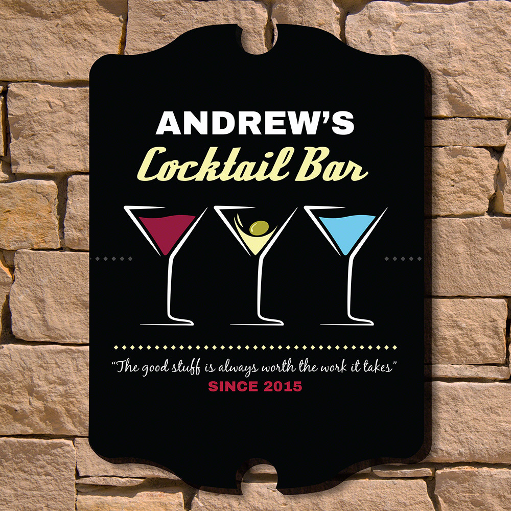 It takes an artisan to create the beauty and master the complex tastes of a cocktail drink. Excellent for mixed drink crafters, this cocktail themed personalized bar sign will be the perfect piece for any home bar. First-class American birch wood gives ea #bar
