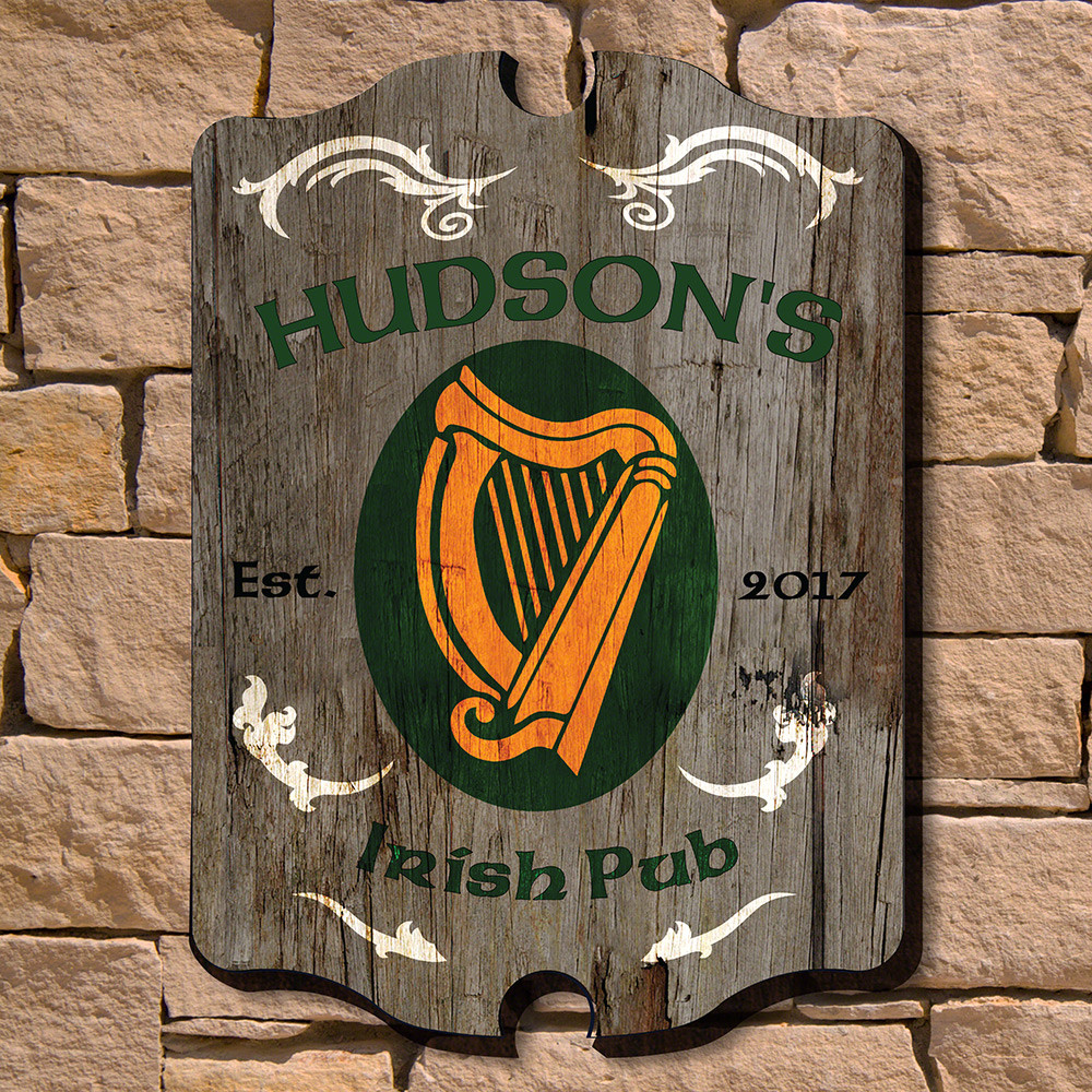 The joyous sound of laughter and music are sure to ring out wherever this Celtic Harp bar sign is hung. Our Celtic Harp personalized bar sign is the perfect addition to the home where all the lads gather. Customized with the name and established date of y #bar
