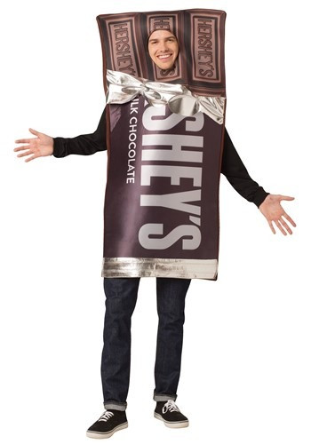 Show your sweeter side in this Hershey's Adult Hershey's Candy Bar Costume. This chocolate bar costume features the iconic Hershey's Bar with wrapper partially removed. #bar