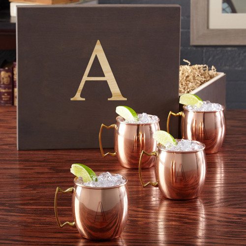 Moscow Mules have been an admired drink in America since the 1940s. Give your vodka enthusiast a gift to remember with our beautifully personalized Moscow Mule mug gift set. Coming complete with four of our high quality 16 ounce copper-plated stainless st #gift