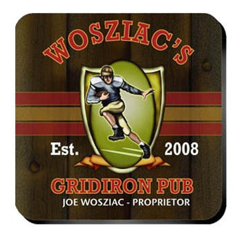 Personalize a coaster set in a design to match the recipient. An affordable lasting functional gift. Gridiron Coasters from our pub coaster collection of over 30 different design styles are affordable yet an impressive gift for any occasion. The wine enth #bar