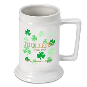 You don't have to be Irish to enjoy this Raining Clovers Beer Stein! A great personalized gift you can give to dad, grandpa or your groomsmen, they will enjoy their brew in style! This make is made of dishwasher safe ceramic and makes a great addition to #bar