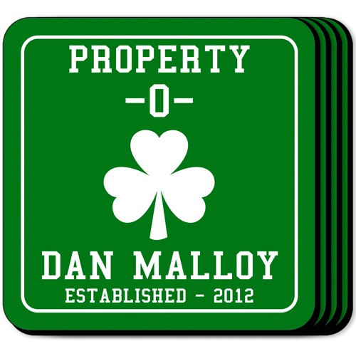 Give your Irishman a personalized gift he will love and use! This coaster set and caddy make a great accent piece that proudly displays his heritage! Whether he uses it in his pool room, bar or den, this set is the perfect touch! Add first and last name a #bar