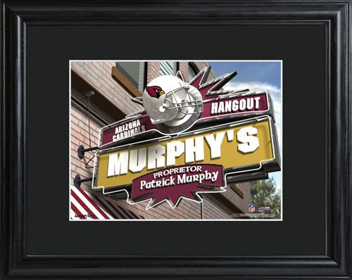 This NFL framed print features a photo of the Arizona Cardinals logo as a sign for a local pub and includes a name of your choice as the owner of the bar. - Give the NFL football fan in your life a personalized officially licensed NFL Arizona Cardinals Pu #bar