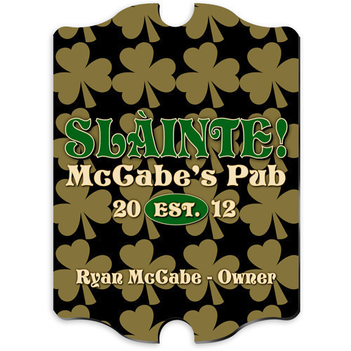 This personalized Irish Field of Clovers Pub Sign is perfect to hang in the den or home tavern! He can proudly display this plaque anywhere he enjoys his favorite ale. This Vintage style sign includes first name, last name and year established to add that #bar