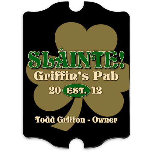 An excellent gift for anyone to hang in their pool room, bar or den, this Irish Gold Clover Vintage Pub Sign gives a classy feel to his favorite space! This plaque can make any room feel like a real pub, while he drinks his favorite ale. A great groomsmen #bar