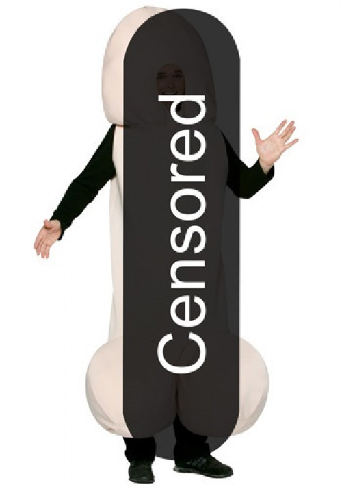 This happy Halloweenie costume is a funny costume for adults. Wear this penis costume to adults only events this Halloween and you're sure to get laughs. #sex