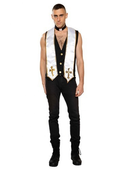 The confessional booth with have a line out the door to see you in this Men's Sexy Priest Costume! #sexy