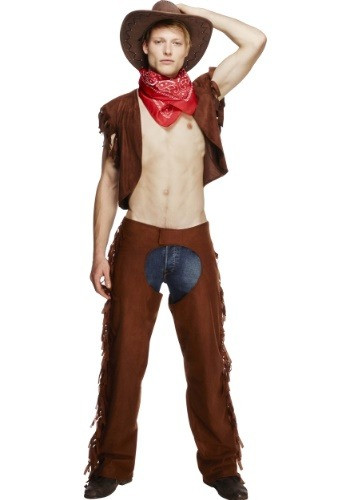 Our Men's Sexy Cowboy Costume will wrangle in a good time! This costume features fringed chaps and a fringed vest. #sexy