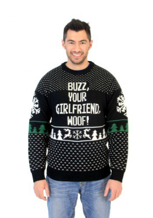 This Home Alone Buzz Your Girlfriend Woof Ugly Christmas Sweater has your favorite Home Alone quote on the front. What else could you ask for, ya filthy animal? #home 