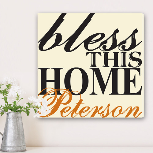 The charm of this sign comes from its Bless This Home prayer and graffiti style lettering. The charming appearance of this canvas sign comes from its Bless This Home prayer and graffiti style lettering that is accented with customized details. The stretc #home 