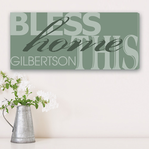 This canvas sign will be a perfect addition to any home decor. It features the message Bless this home in bright colors using a beautiful script. This canvas can be customized too with a text of up to 15 characters. Add a character and style to your ho #home 