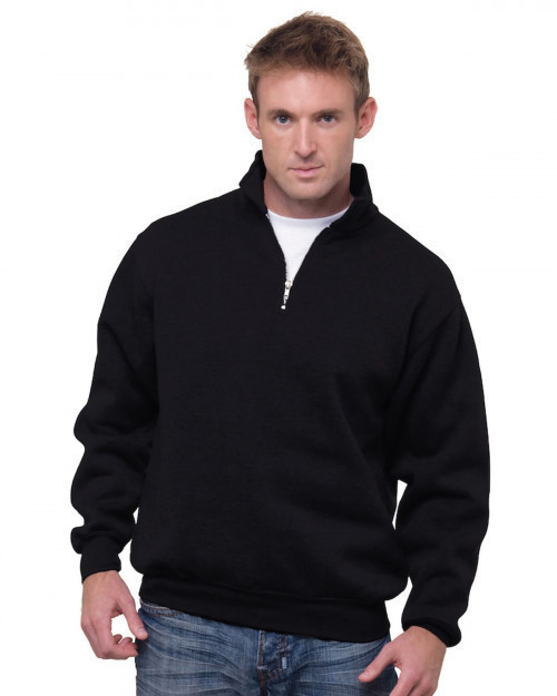 Bayside BA920 Unisex 9.5 oz.; 80/20 Quarter-Zip Pullover Sweatshirt - Black - S #%20