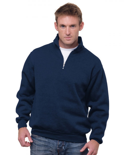 Bayside BA920 Unisex 9.5 oz.; 80/20 Quarter-Zip Pullover Sweatshirt - Navy - S #%20