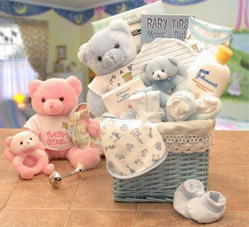 New Baby will be Lovingly Cared for Here! New Moms and Dads will Appreciate this Gift! Give this beautiful lined storage hamper loaded with necessities that your New Baby Girl will need. This gift also has a sweet Teddy Bear, booties, and a book of Baby T #gift