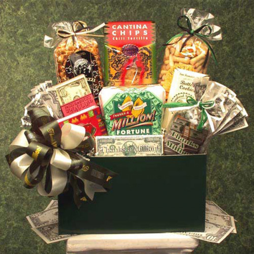 Stuffed with All the Right Goodies! Thank them a Million times with this Gift Basket! This gift basket will make anyone feel like a million dollars. It's loaded with tons of treats and snacks for that special thank you they deserve. Let them know how much #gift