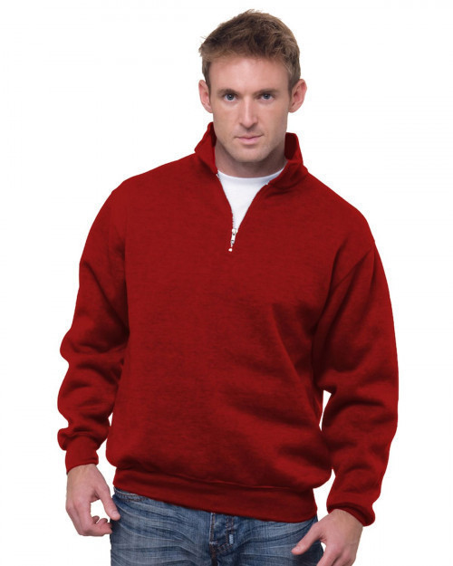 Bayside BA920 Unisex 9.5 oz.; 80/20 Quarter-Zip Pullover Sweatshirt - Cardinal - S #%20