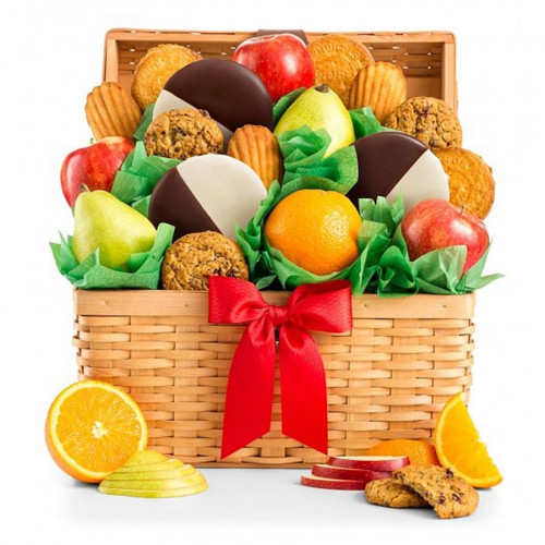 Delight them with the sweet gift of fresh fruit and decadent cookies. Our Sweet Indulgence Gift Basket combines the comfort of fresh baked cookies, the deliciousness of mouth watering seasonal fruits and the indulgence of rich chocolate, to create the pe #gift