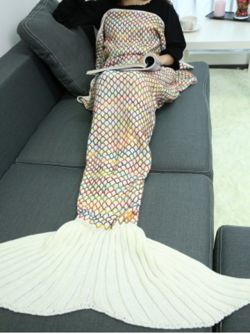 Knitted Sofa Mermaid Tail Blanket #home 