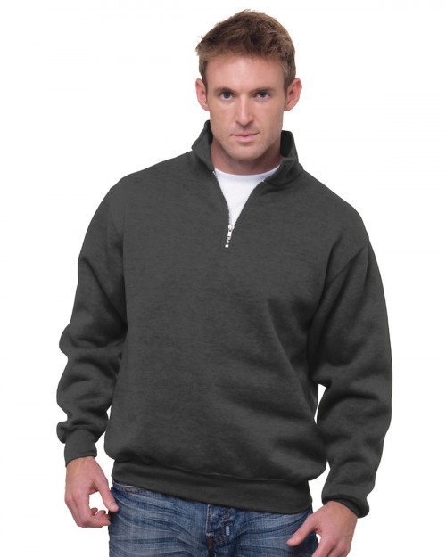 Bayside BA920 Unisex 9.5 oz.; 80/20 Quarter-Zip Pullover Sweatshirt - Charcoal - S #%20