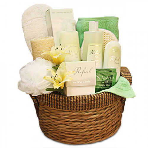 The Refreshing Gift Basket is the best way to revitalize yourself or the lucky one you are giving it to. The Enchanted Meadow products have wonderful restorative qualities. This basket contains Shower gel, Hand cream, Body lotion, Candle, Sponge, Loofah, #gift